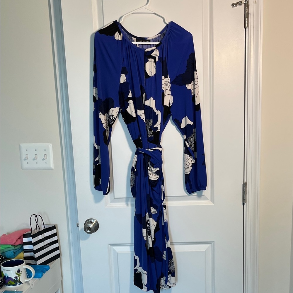 Lane Bryant - Blue and Black Floral Long Sleeve Dress